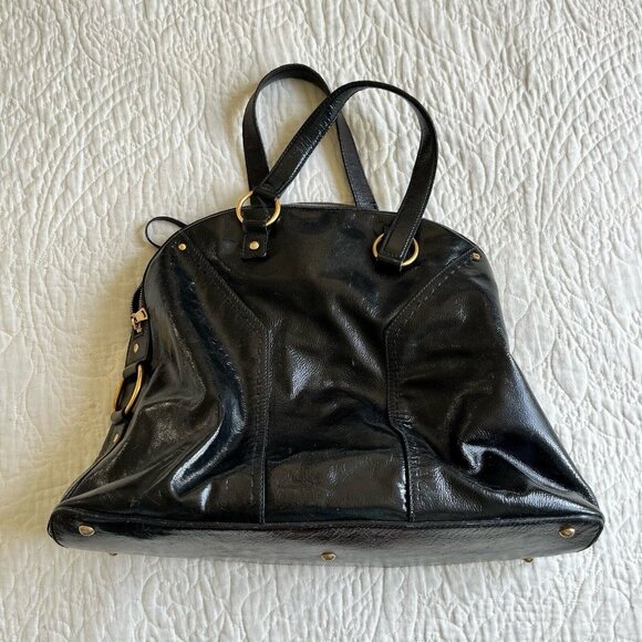 YSL Yves Saint Laurent Muse Bag Black Leather Large Satchel Shoulder Bag - Picture 2 of 6